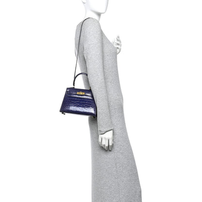 Hermes Shiny Alligator Mini Kelly Sellier 20 Bleu Roi 2 of 16