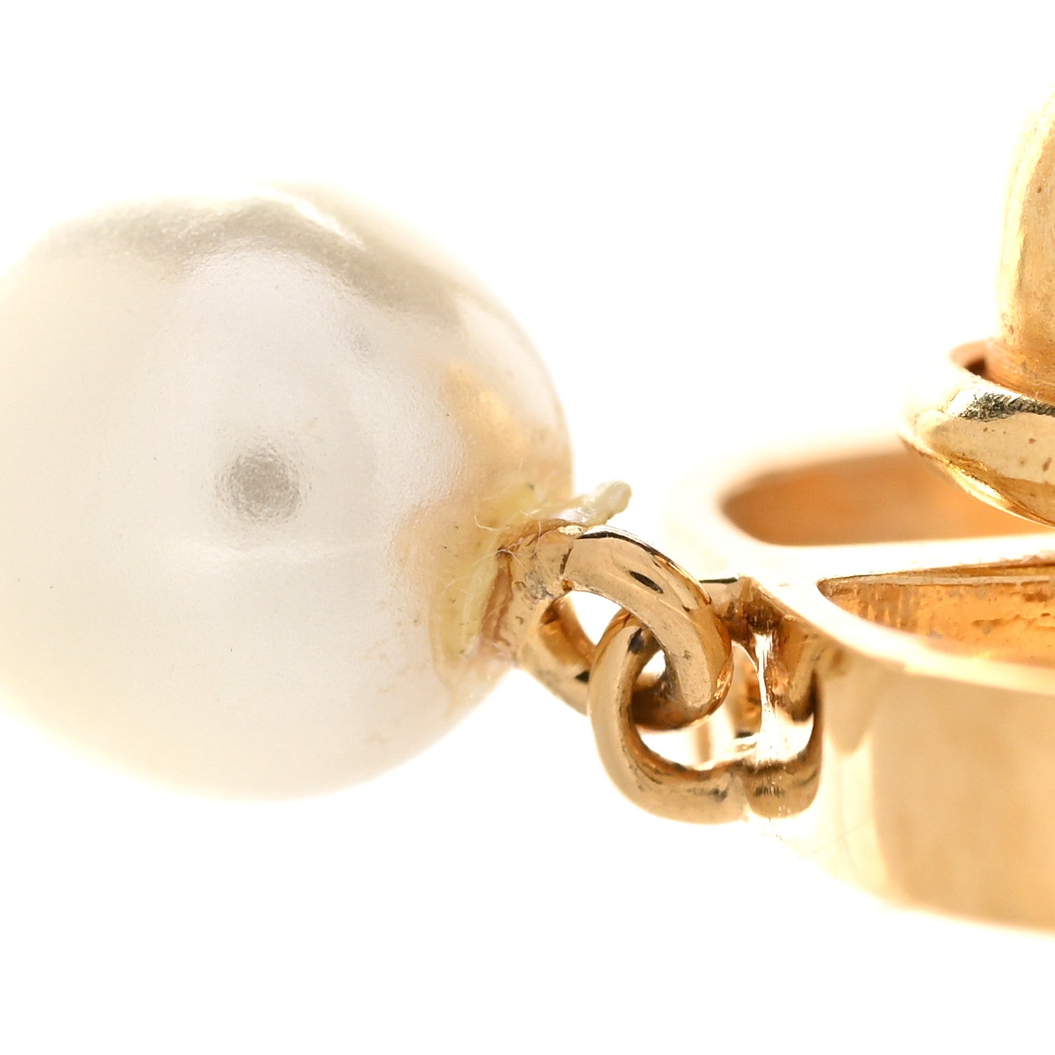 Christian Dior Pearl Petit CD Earrings Gold 5 of 5