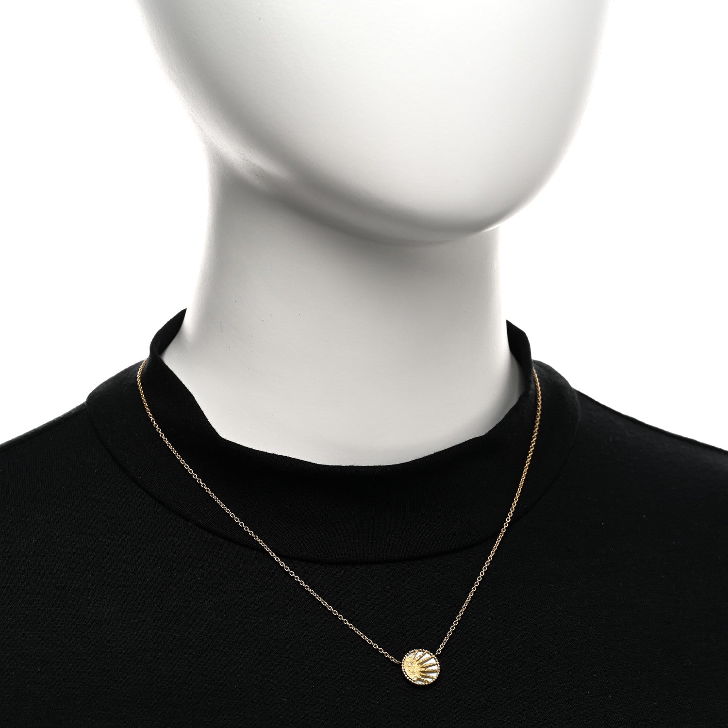 Christian Dior 18K Yellow Gold Diamond Black Onyx Mother of Pearl Rose Celeste Pendant Necklace 2 of 7