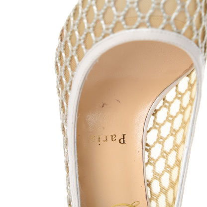Christian Louboutin Fishnet Patent Guni 55 Spiked Pumps 36.5 White 10 of 10