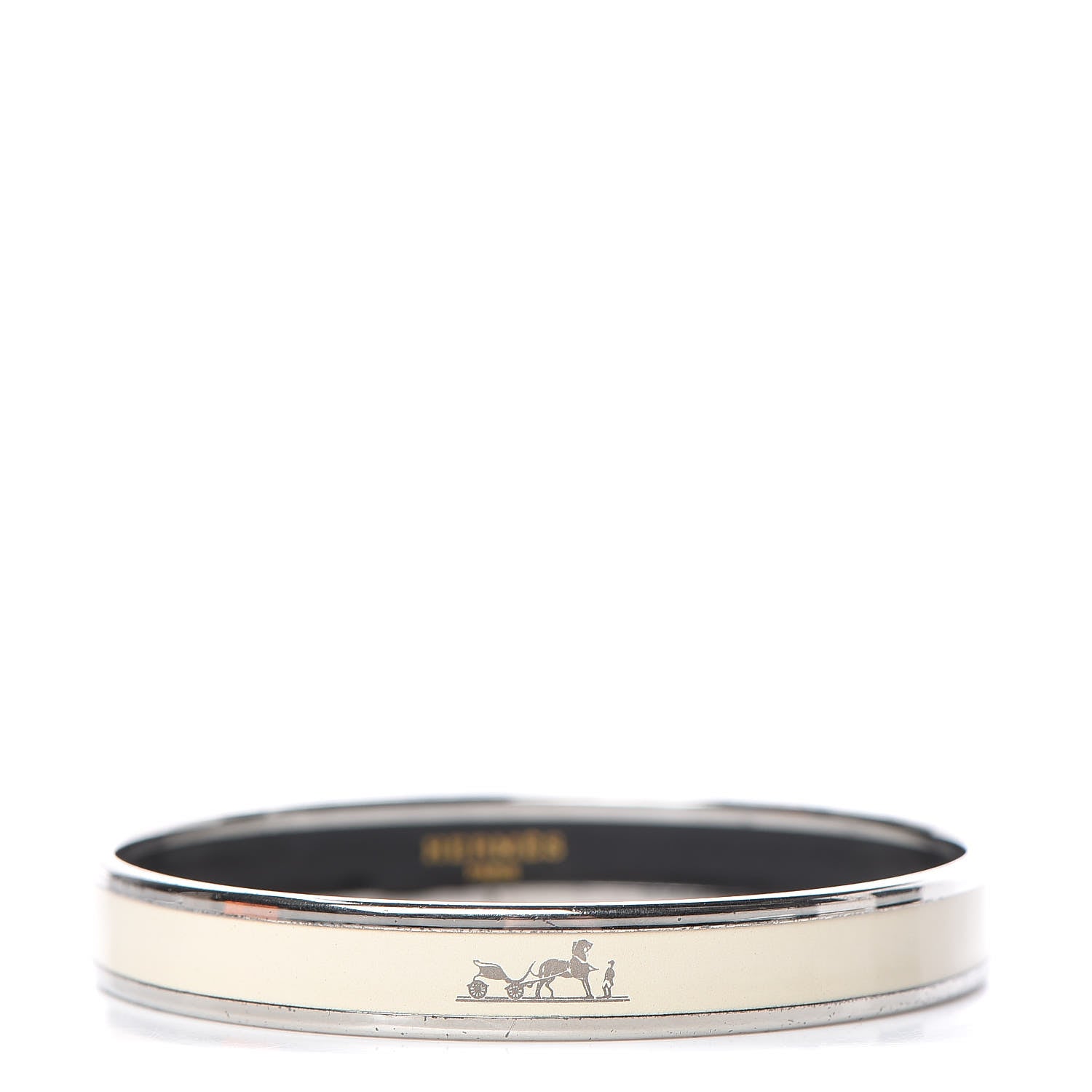 Hermes Enamel Printed Narrow Caleche Bracelet 65 Pannacotta 1 of 6