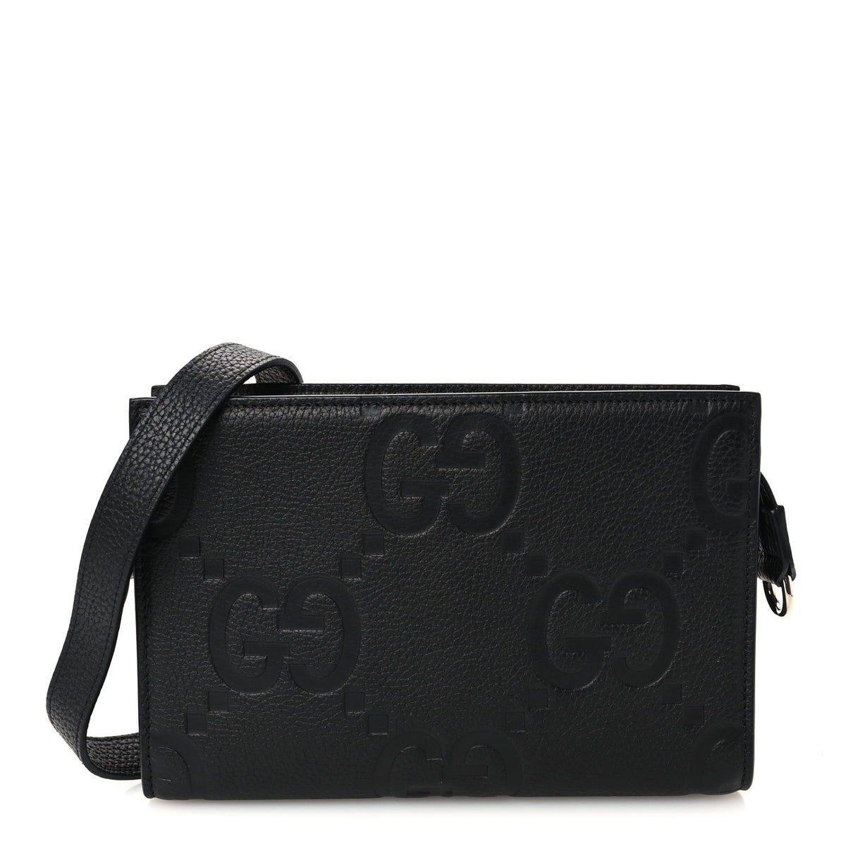 Piuma Calfskin Jumbo GG Embossed Medium Messenger Bag Black
