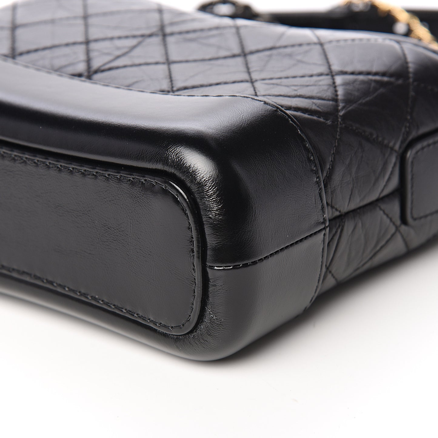 Aged Calfskin Quilted Small Gabrielle Hobo Black
