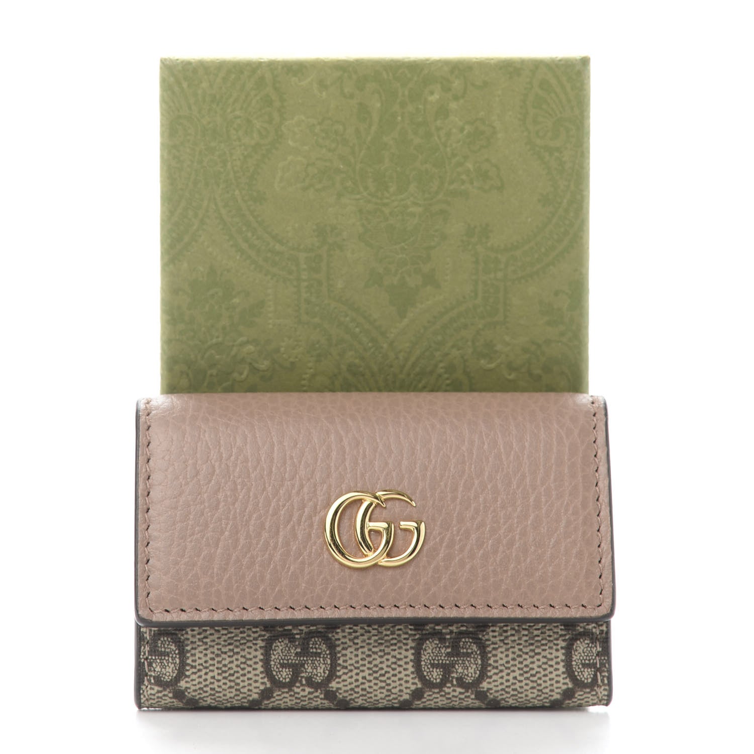 Gucci Dollar Calfskin GG Supreme Monogram GG Marmont 6 Key Holder Case Porcelain Rose Beige Ebony 8 of 8