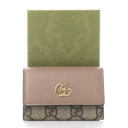 Gucci Dollar Calfskin GG Supreme Monogram GG Marmont 6 Key Holder Case Porcelain Rose Beige Ebony 8 of 8
