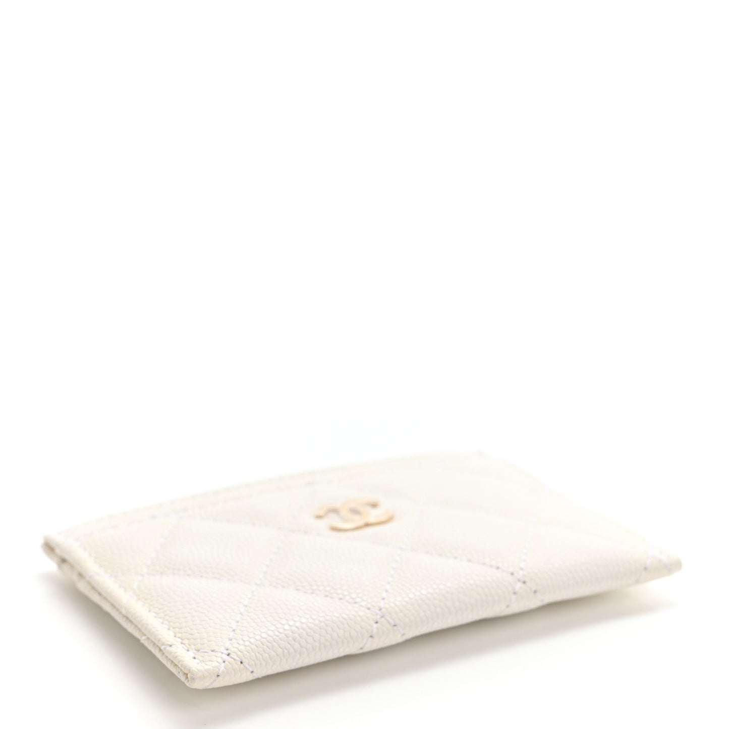 Caviar Quilted Card Holder White