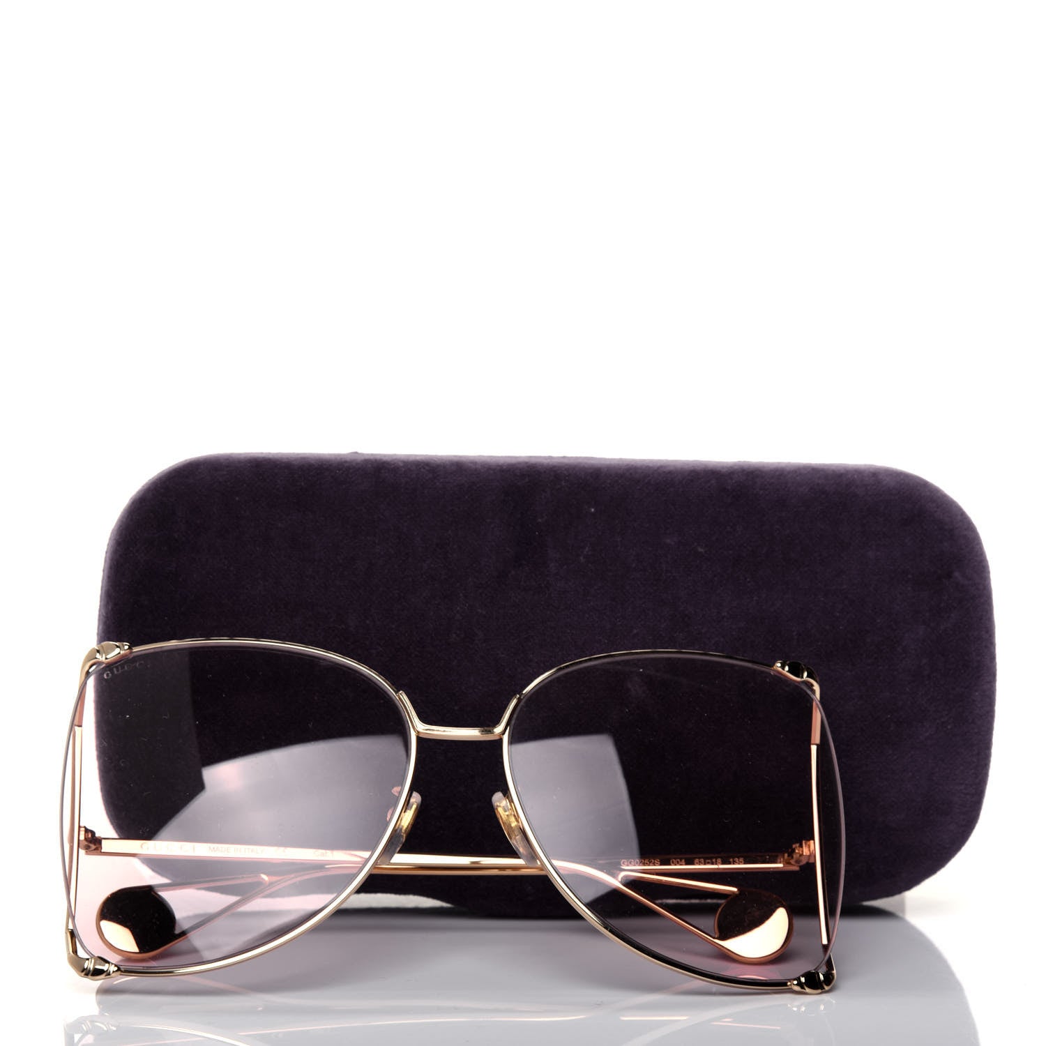 Gucci Metal Oversized Round Sunglasses GG0252S Gold 7 of 7