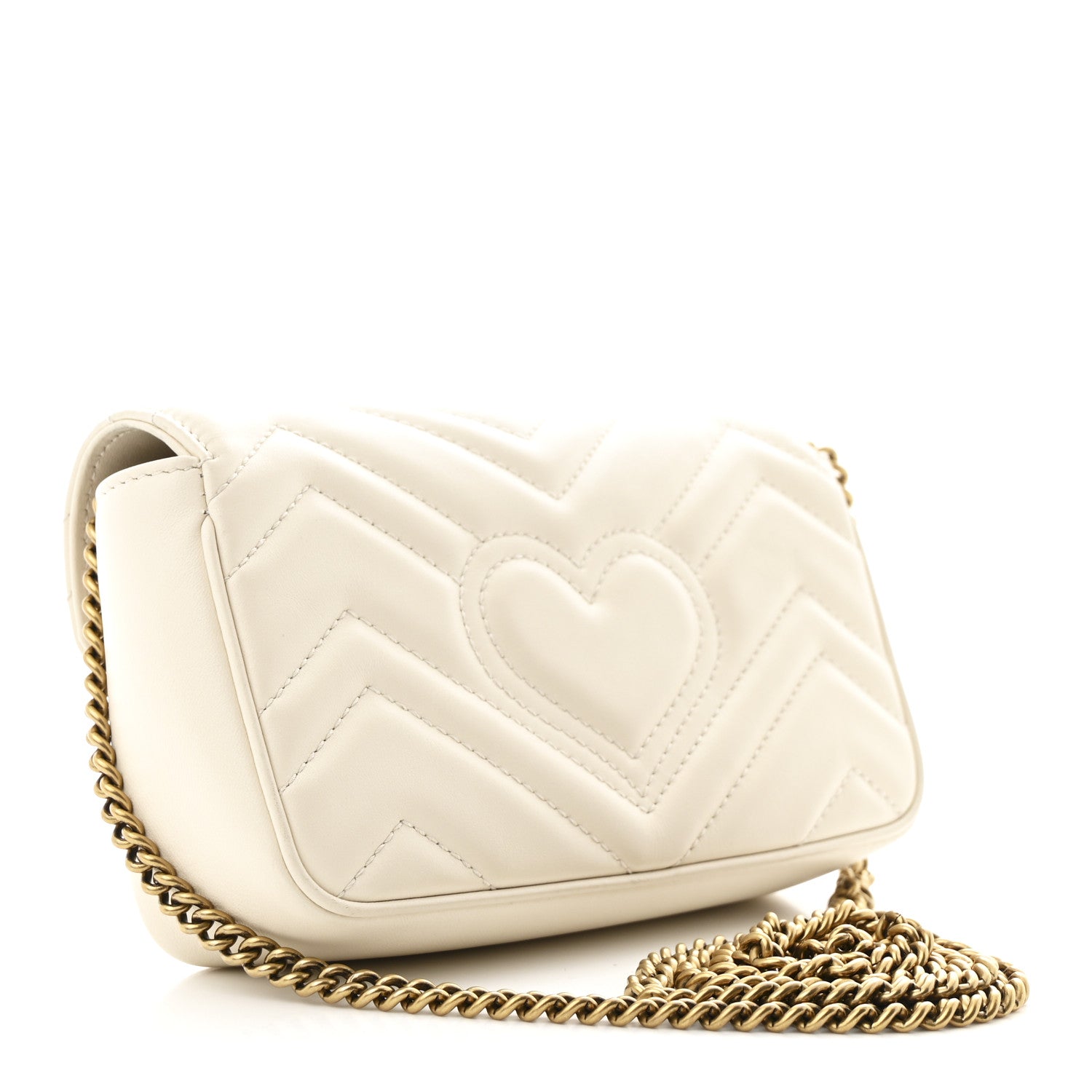 Gucci Calfskin Matelasse Super Mini GG Marmont Shoulder Bag White 3 of 10