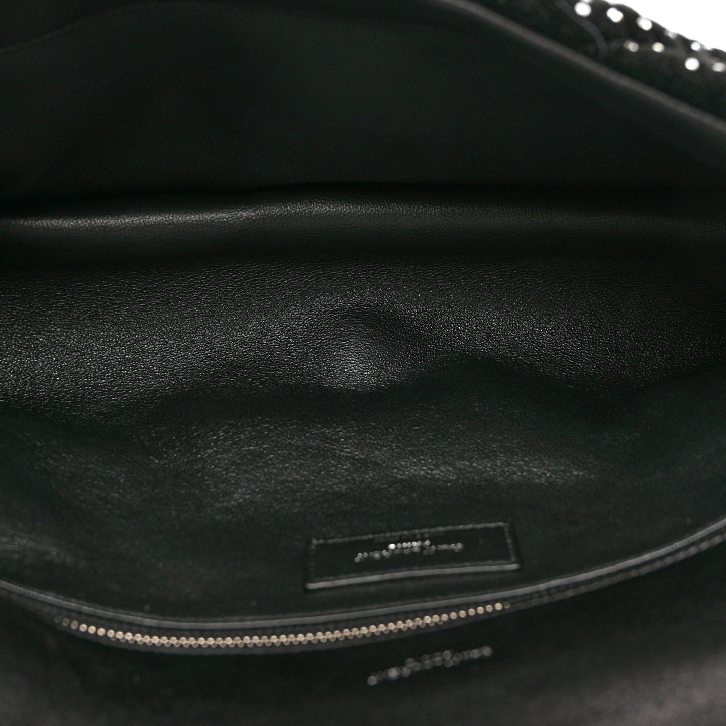 Velvet Lambskin Quilted Rhinestone Sade Puffer Envelope Clutch Black