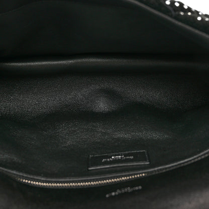 Saint Laurent Velvet Lambskin Quilted Rhinestone Sade Puffer Envelope Clutch Black 5 of 7