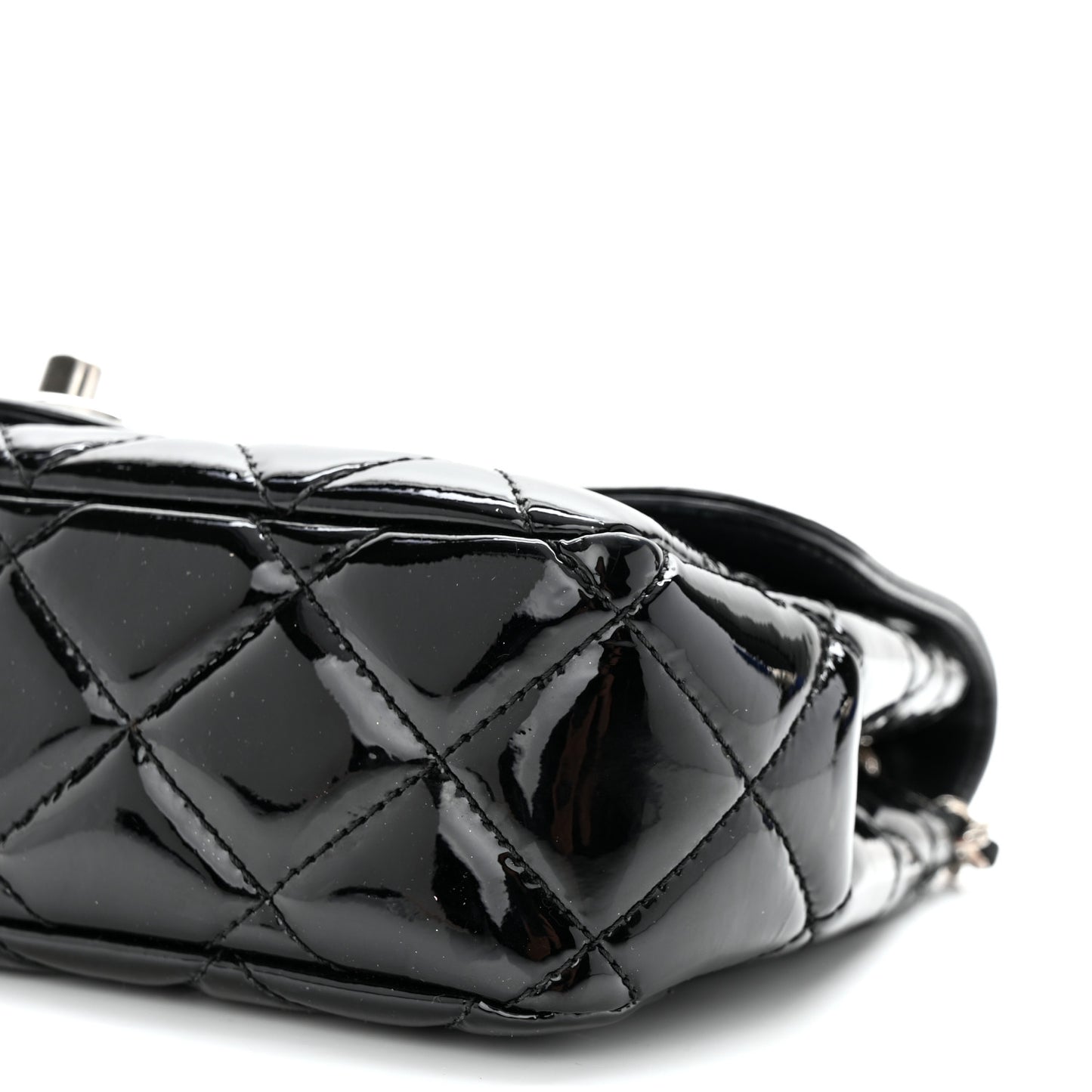 Patent Quilted Small Coco Shine Flap Black