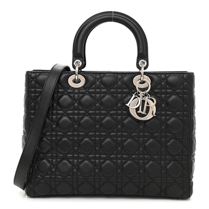 Christian Dior Lambskin Cannage Large Lady Dior Black 1 of 9