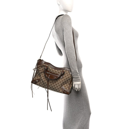 Balenciaga X GUCCI GG Monogram Azalea Calfskin Neo Classic Silver Hardware Medium City Beige Ebony Brown Sugar 2 of 11