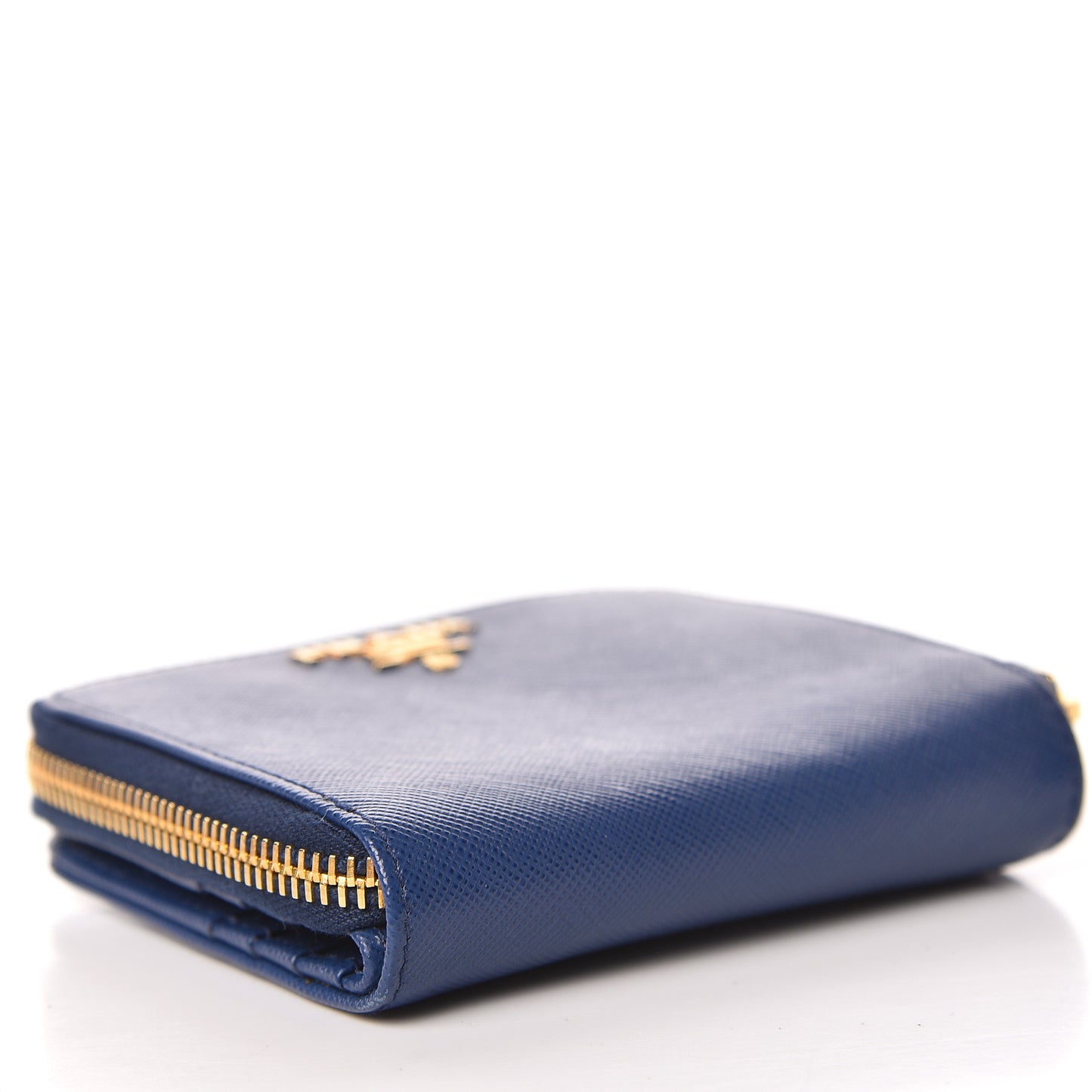 Saffiano Metal Compact Zip Around Wallet Bluette