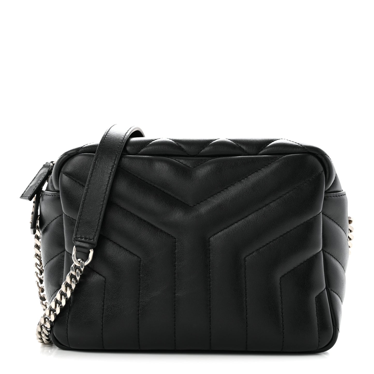 Calfskin Y Quilted Monogram Small Loulou Bowling Bag Black