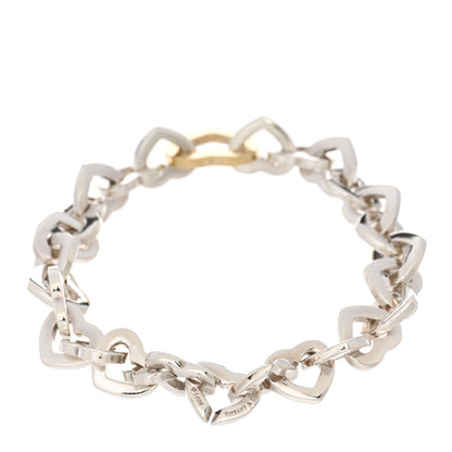 Tiffany Sterling Silver 18K Yellow Gold Heart Links Bracelet 2 of 3