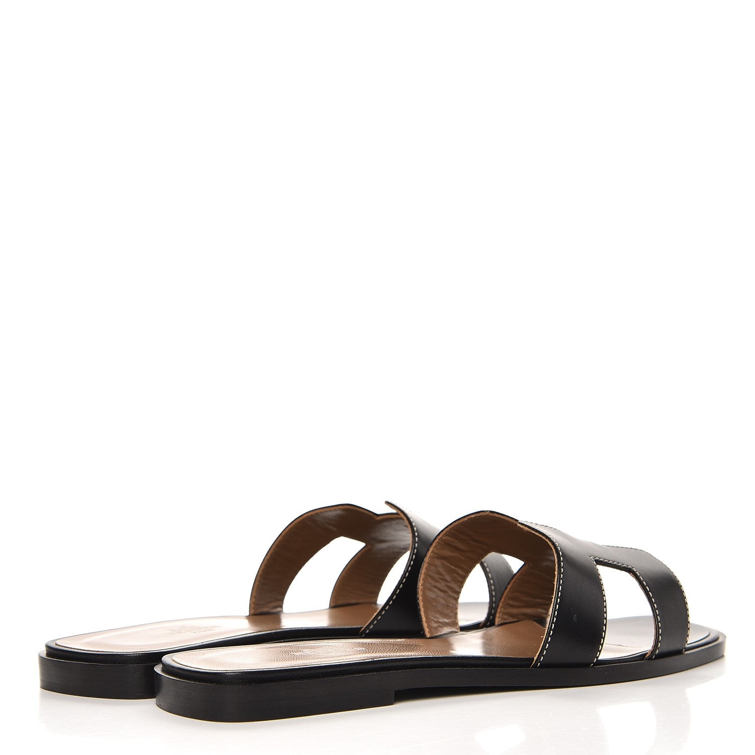 Hermes Box Calfskin Oran Sandals 40.5 Black 4 of 8