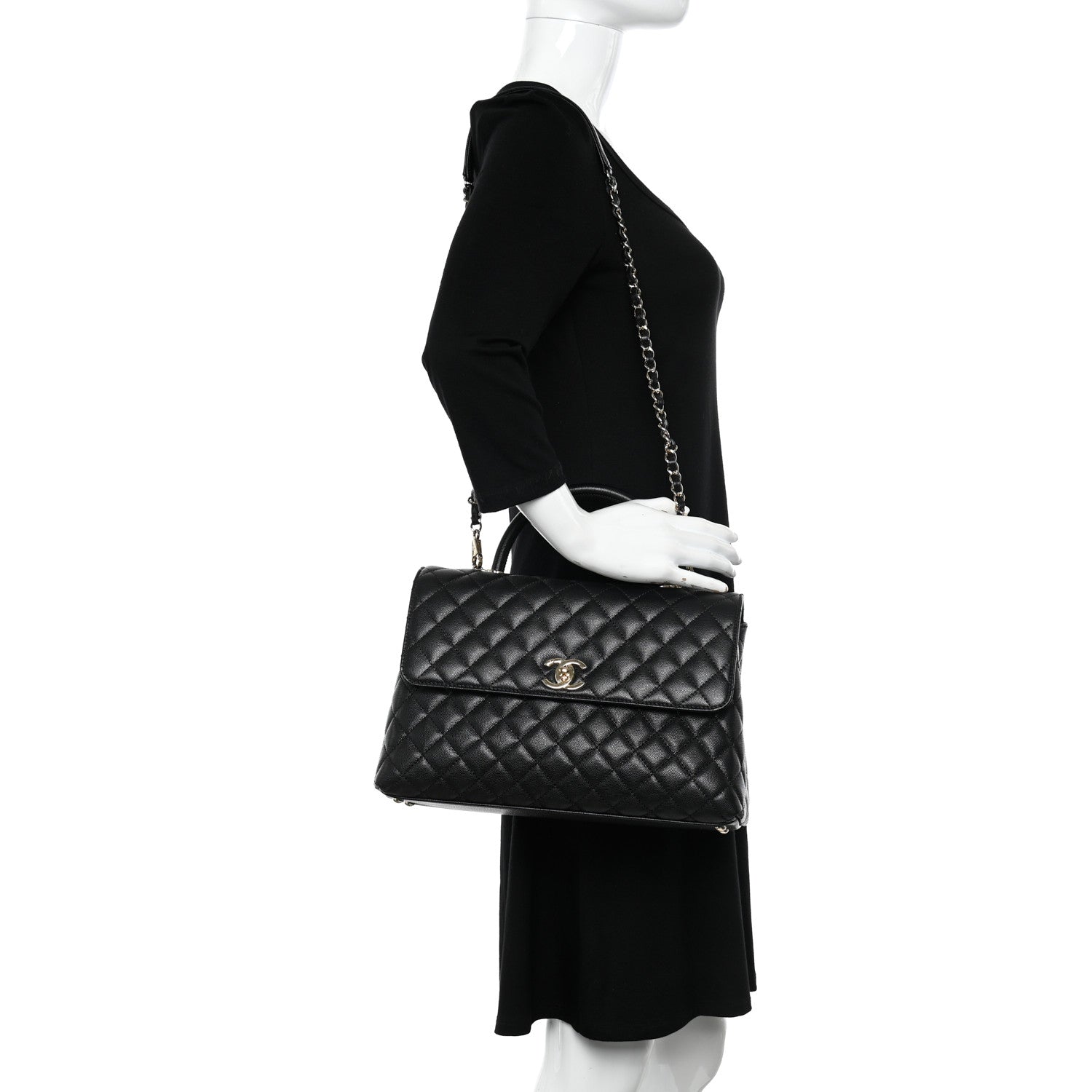 Chanel Caviar Quilted Medium Coco Handle Flap Black 2 of 11