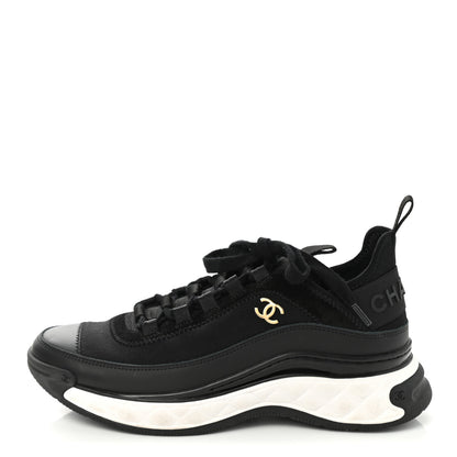 Chanel Velvet Calfskin Mixed Fibers CC Sneakers 37 Black 1 of 8