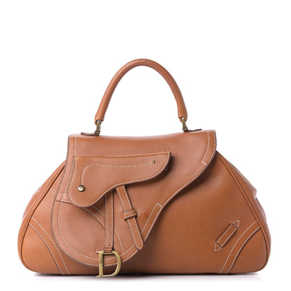 Christian Dior Calfskin Saddle Top Handle Satchel Tan 1 of 9