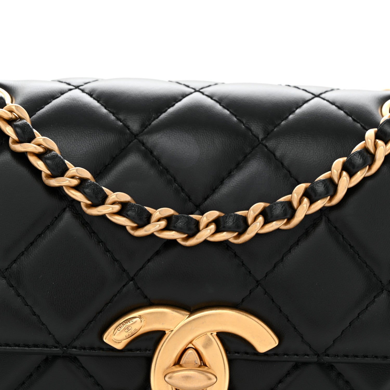 Chanel Shiny Lambskin Quilted Small Maxi CC Flap Black 8 of 10