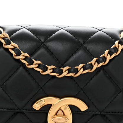 Chanel Shiny Lambskin Quilted Small Maxi CC Flap Black 8 of 10