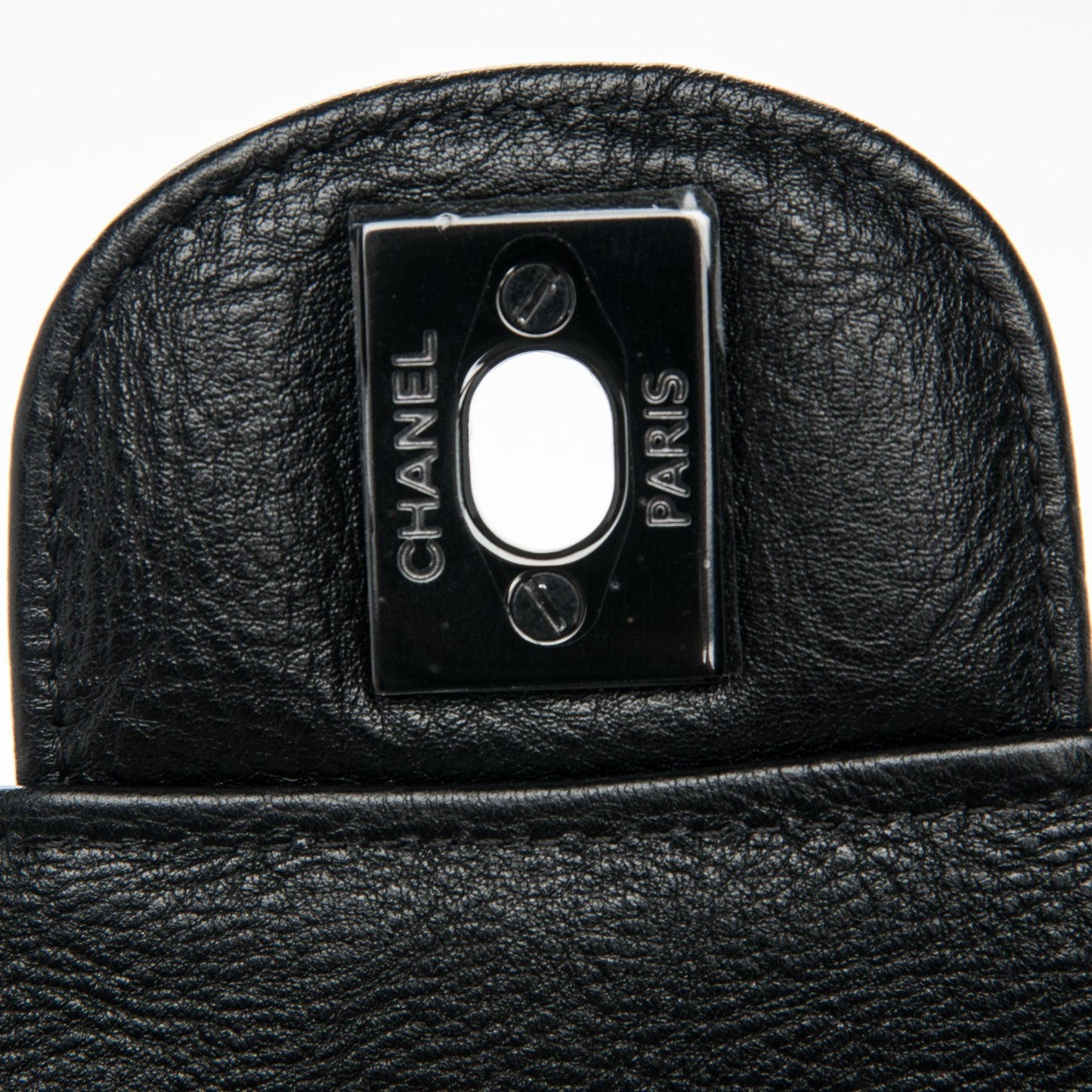 Crumpled Calfskin Quilted Mini Rectangular Flap So Black