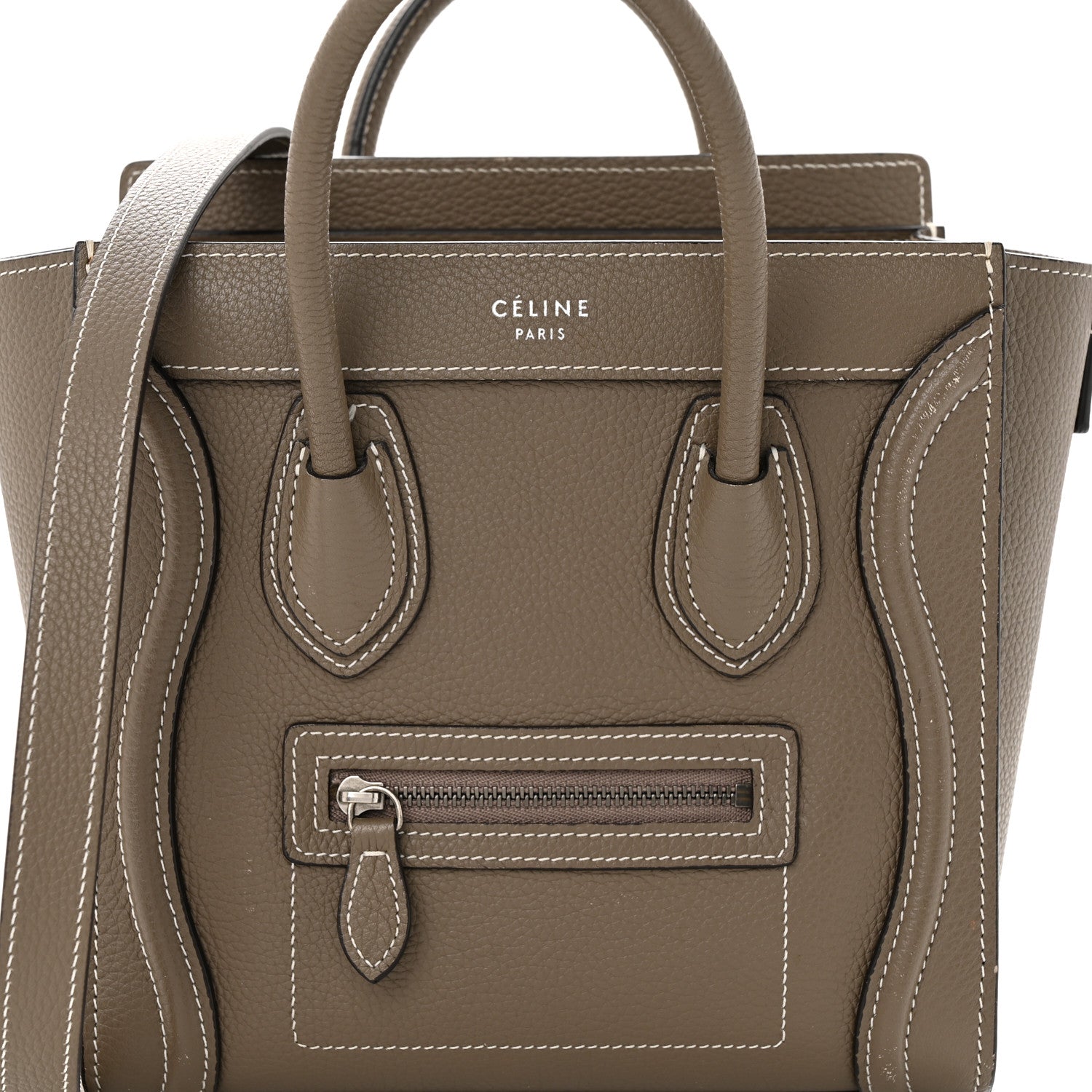 Celine Drummed Calfskin Nano Luggage Souris 8 of 13