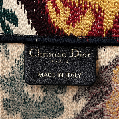 Christian Dior Canvas Embroidered Paisley Medium Book Tote Blue Multicolor 6 of 8