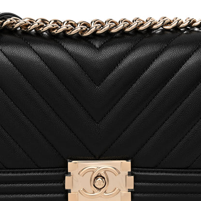 Chanel Caviar Chevron Quilted Medium Boy Flap Black 8 of 10