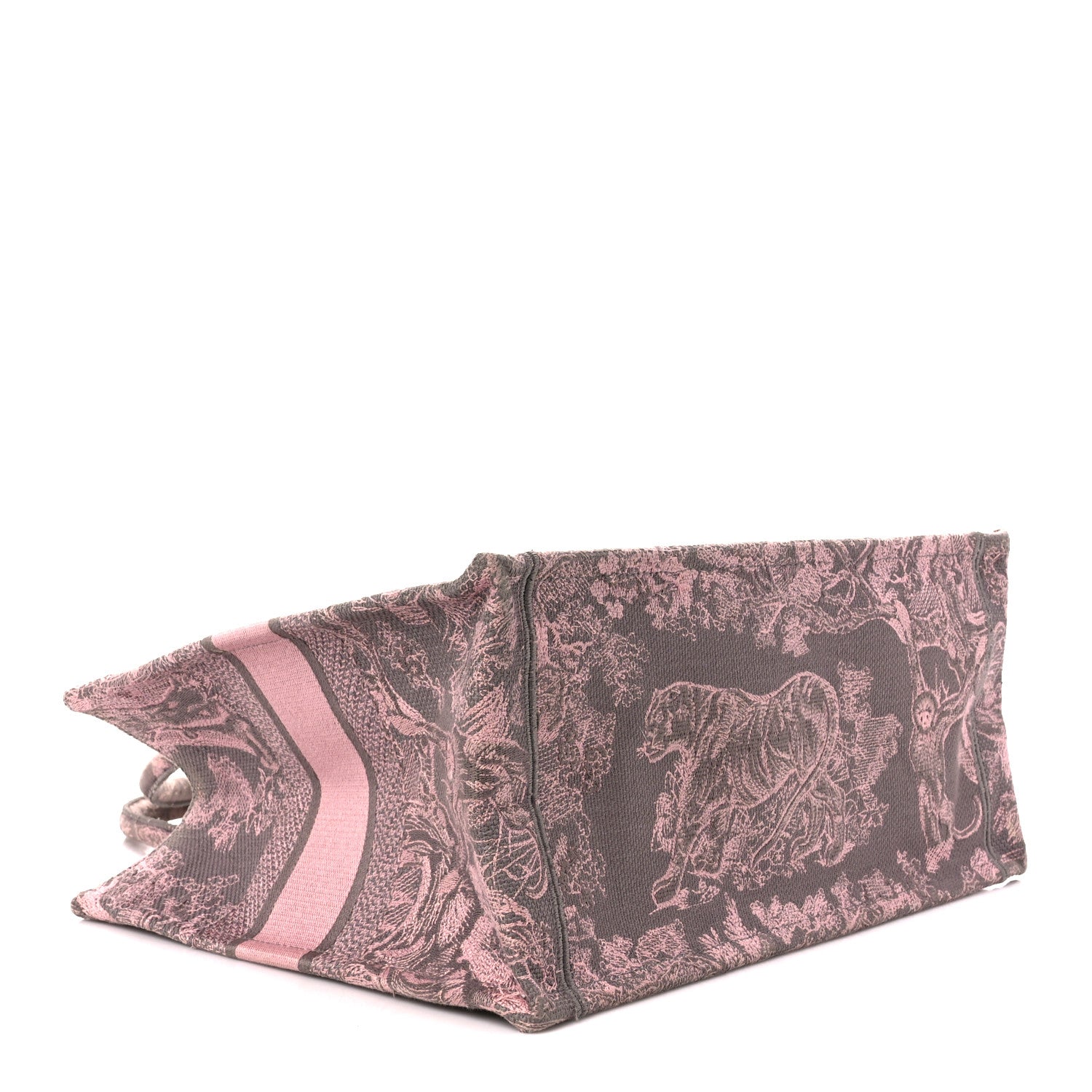 Christian Dior Canvas Embroidered Medium Dioriviera Toile De Jouy Book Tote Pink Grey 4 of 10
