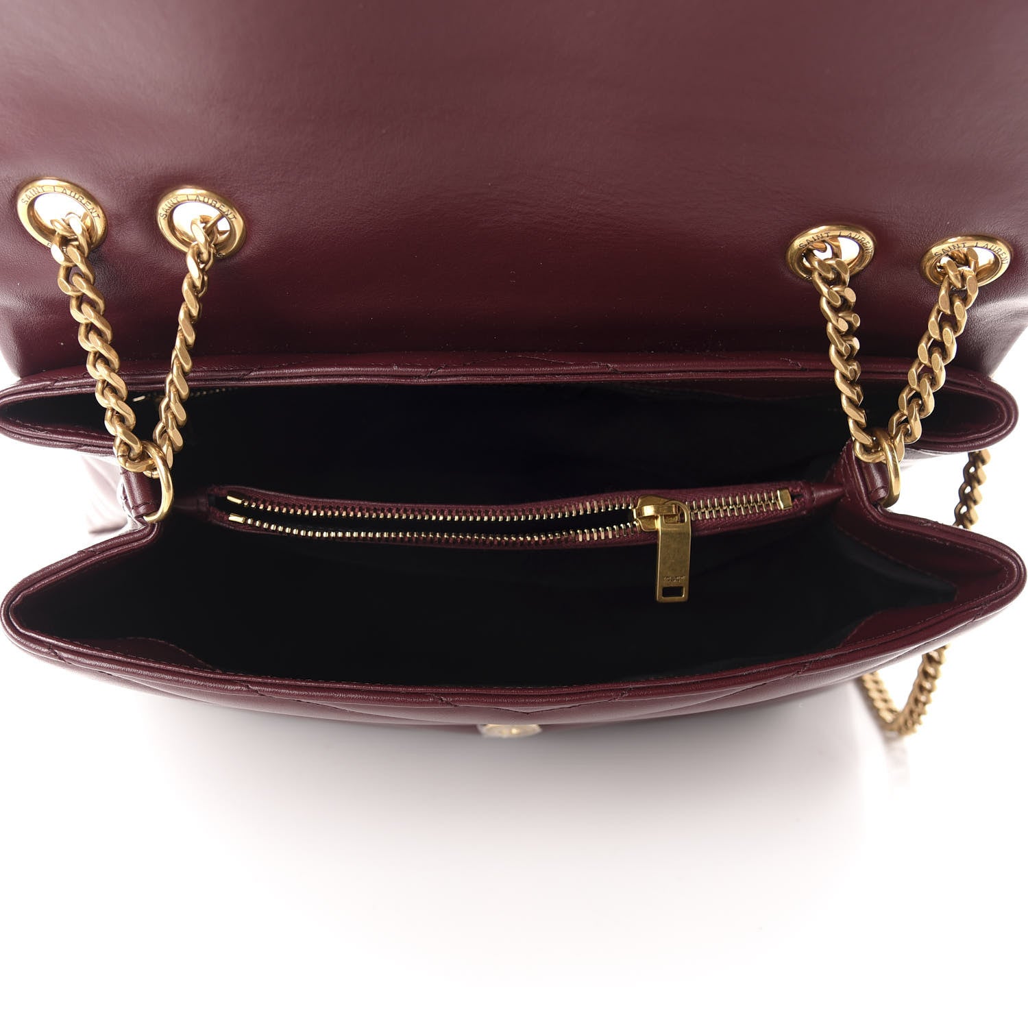 Saint Laurent Calfskin Y Quilted Monogram Medium Loulou Chain Satchel Palissandre 5 of 11