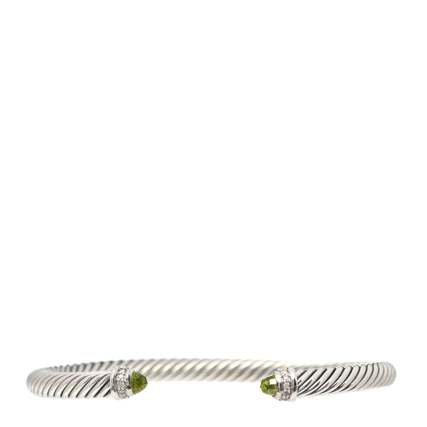 Sterling Silver Diamond Peridot 5mm Cable Classics Bracelet