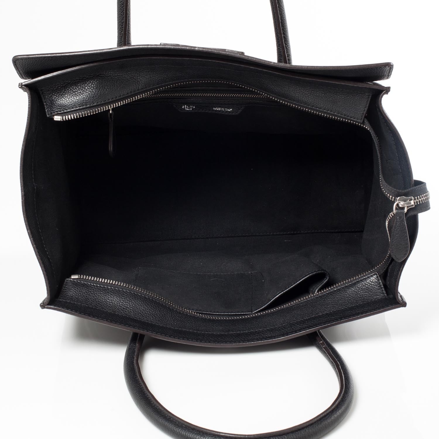 Celine Drummed Leather Shoulder Luggage Black 8 of 10