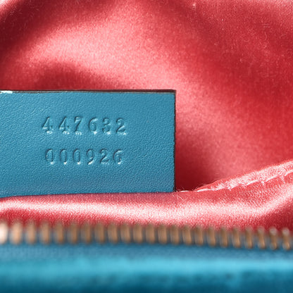 Gucci Velvet Matelasse Small GG Marmont Chain Shoulder Bag Pavone Cyan 7 of 11