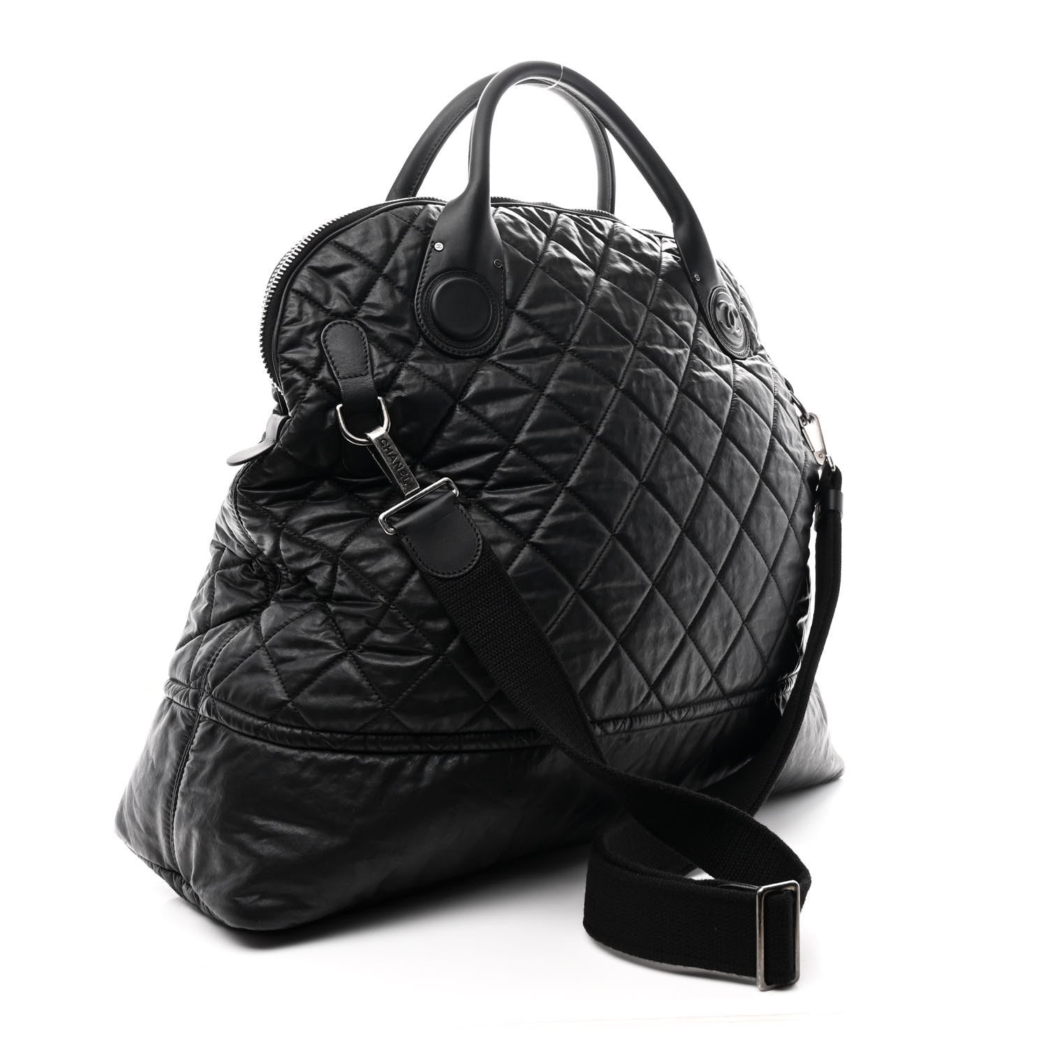 Chanel Coated Canvas Quilted Large Garment Travel Bag Black 3 of 10