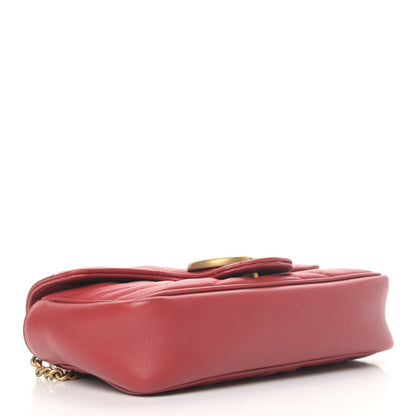Gucci Calfskin Matelasse Super Mini GG Marmont Shoulder Bag Hibiscus Red 3 of 5