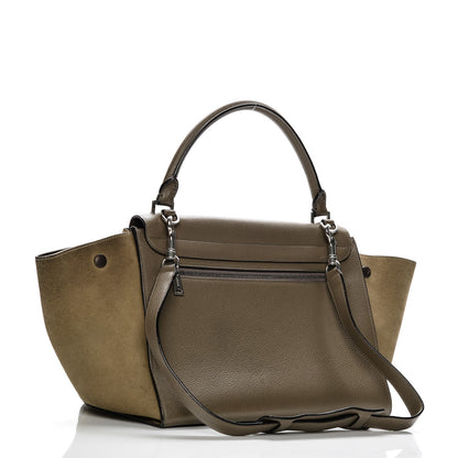 Celine Drummed Calfskin Suede Medium Trapeze Taupe 3 of 10