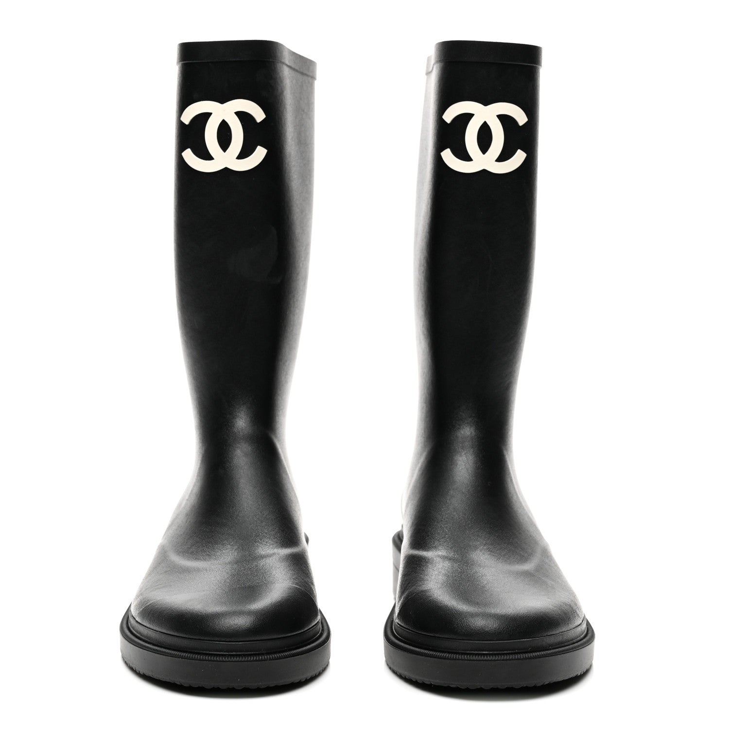 Chanel Caoutchouk CC High Boots 38 Black 2 of 9