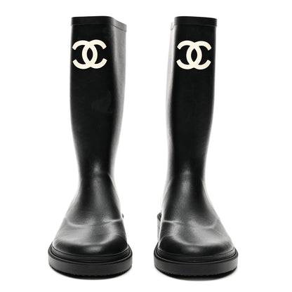 Chanel Caoutchouk CC High Boots 38 Black 2 of 9