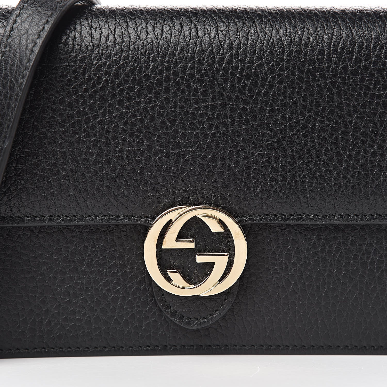 Gucci Dollar Calfskin Interlocking G Chain Wallet Black 9 of 10