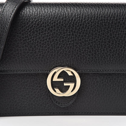 Gucci Dollar Calfskin Interlocking G Chain Wallet Black 9 of 10