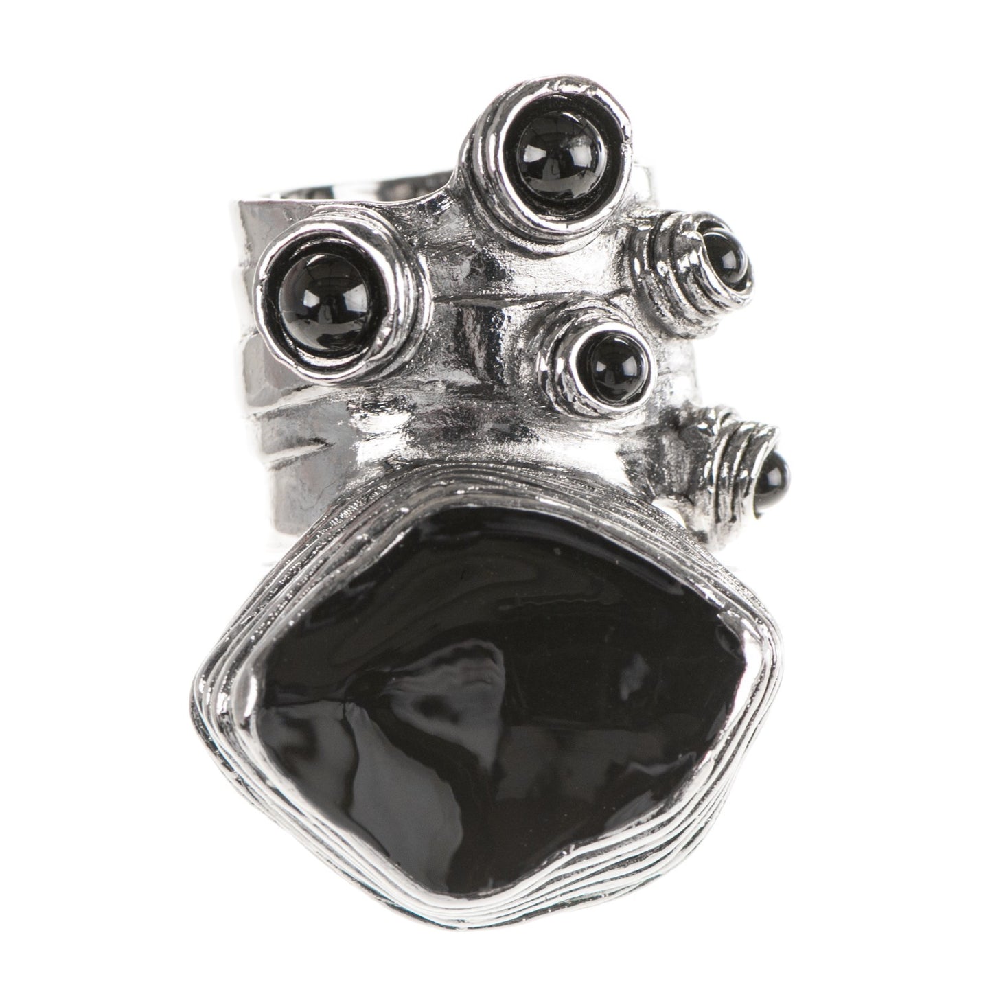 Enamel Arty Ring 5 Tin Black