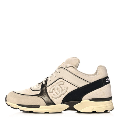 Chanel Suede Calfskin Canvas Goatskin CC Sneakers 39 Beige Brown 1 of 10
