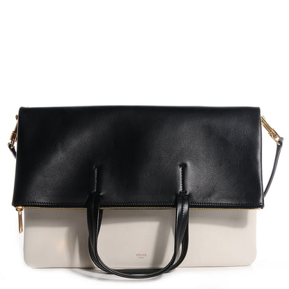 Celine Calfskin Folded Cabas Black White 1 of 9