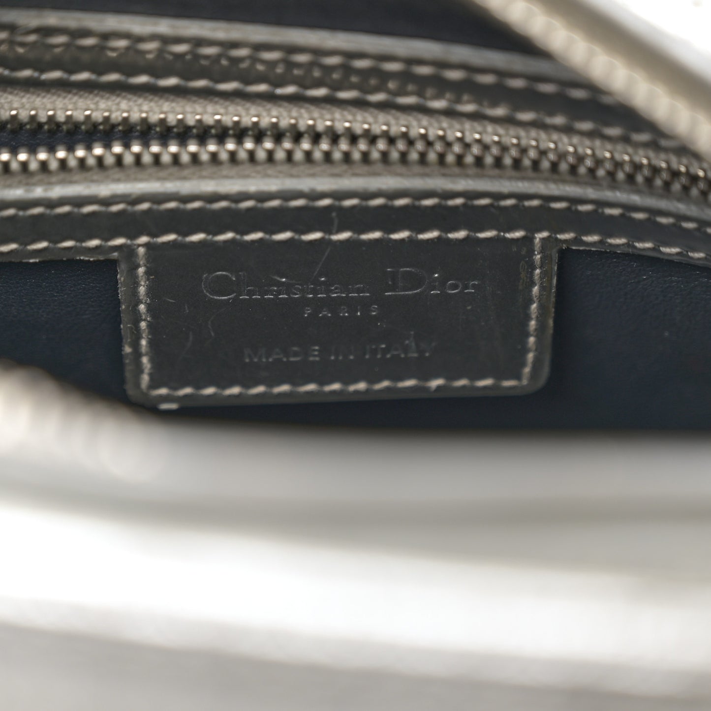 Metallic Patent Micro-Cannage Medium Lady Dior Silver