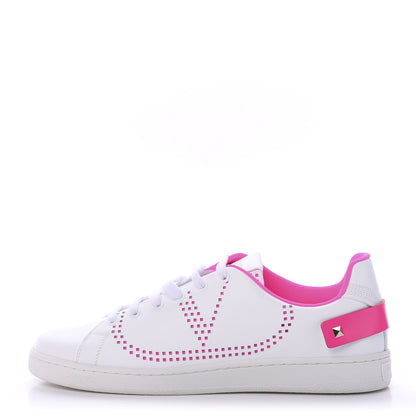 Valentino Garavani Calfskin Womens Backnet Sneakers 40 White Fuchsia 1 of 8