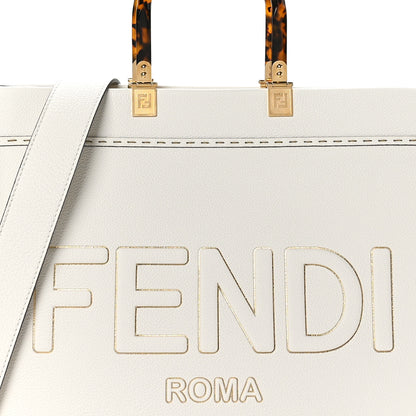 Fendi Vitello King Plexiglass Medium Fendi Sunshine Shopper Tote Bianco Ice Oro 8 of 10