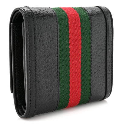 Gucci Textured Dollar Calfskin Web Ophidia Card Case Wallet Black 3 of 9