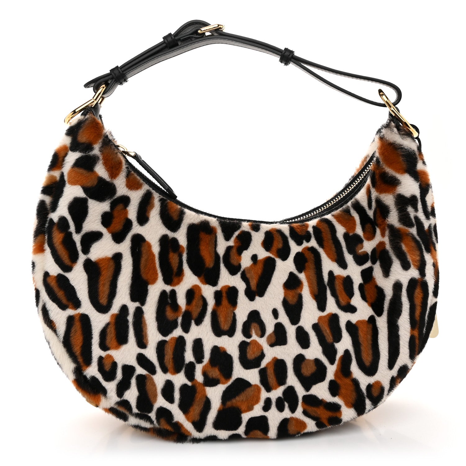 Fendi Sheepskin Vitello Grace Pony Hair Ocelot Small Fendigraphy Hobo Bag Black Multicolor 1 of 12